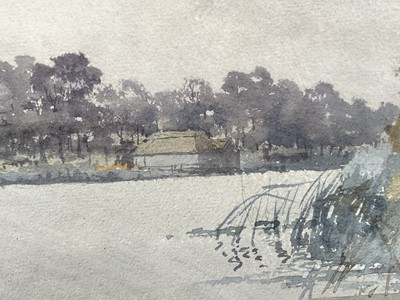 Lot 75 - Stephen Batchelder (1849-1932) watercolour, Salhouse Norfolk, signed, 27cm x 57cm, glazed frame