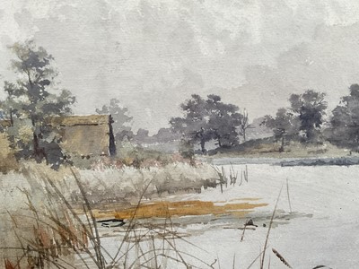 Lot 75 - Stephen Batchelder (1849-1932) watercolour, Salhouse Norfolk, signed, 27cm x 57cm, glazed frame