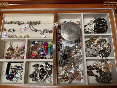 Lot 51 - Quantity of jewellery boxes with contents including various silver pendant necklaces, watches etc
