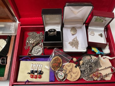 Lot 51 - Quantity of jewellery boxes with contents including various silver pendant necklaces, watches etc
