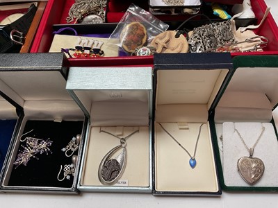 Lot 51 - Quantity of jewellery boxes with contents including various silver pendant necklaces, watches etc
