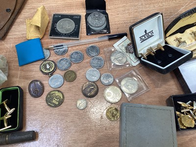 Lot 5064 - Sundry items to include a Queen Mary gift tins, vintage first aid kit with contents, printer's items and others