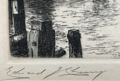 Lot 83 - Edward J. Cherry (1886-1960) etching, The Houses of Parliament, signed, 10.5cm x 13.5cm, in glazed frame