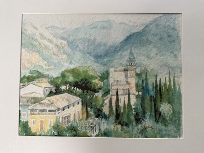 Lot 80 - Collection of unframed watercolours and prints, to include a Venetian Silhouette (9)