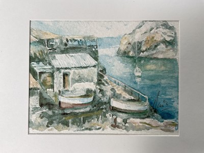 Lot 80 - Collection of unframed watercolours and prints, to include a Venetian Silhouette (9)