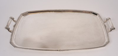 Lot Late 1940s large silver tray of shaped octagonal form