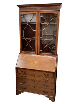 Lot 5375 - Edwardian two height mahogany bureau bookcase measuring 206cm tall x 92cm wide