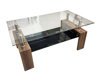 Lot 5371 - Modern glass coffee table measuring 100cm wide x 45cm tall