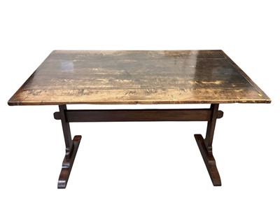 Lot 5368 - Oak refectory dining table with four plank top measuring 138cm wide x 88cm deep x 78cm tall