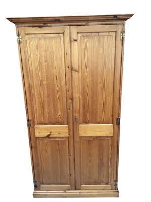 Lot 5362 - Contemporary pine wardrobe measuring 190cm tall x 106cm wide together with a similar chest of three drawers, 89cm wide x 68cm tall