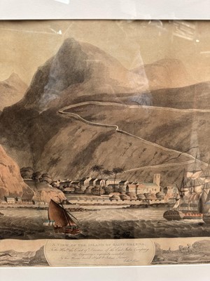 Lot 5053 - After Edward Orme, 19th century aquatint - 'A View of the Island of Saint Helena', 49cm x 65mc, in glazed gilt frame
