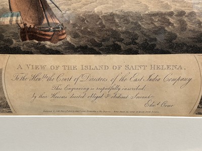 Lot 5053 - After Edward Orme, 19th century aquatint - 'A View of the Island of Saint Helena', 49cm x 65mc, in glazed gilt frame