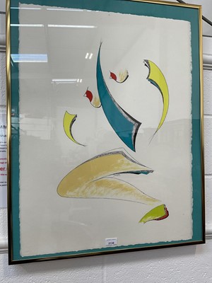 Lot 5138 - Late 20th century ink and watercolour on paper - Abstract Figure, indistinctly signed, 77cm x 58cm, in glazed frame