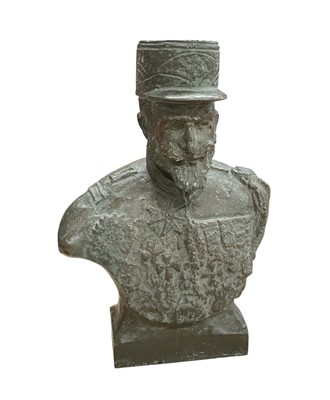 Lot 835 - French bronze bust of a First World War General in uniform, stamped A. Paltrie with further impressed marks to reverse, 18cm in overall height.