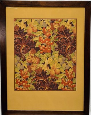 Lot 44 - Two original wallpaper designs, gouache on paper, Vines and Berries, the larger 66cm x 48cm, in glazed frames
