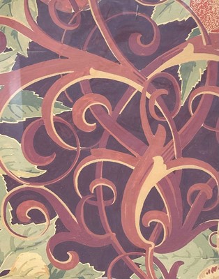 Lot 44 - Two original wallpaper designs, gouache on paper, Vines and Berries, the larger 66cm x 48cm, in glazed frames