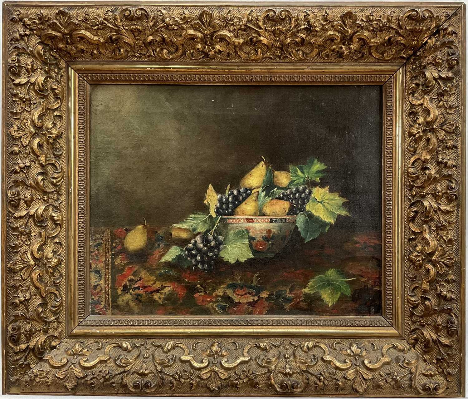 Lot 10 - Manner of Charles Thomas Bale (1845-1925) oil on canvas, Still Life of fruit, bearing signature, inscribed verso, 20cm x 25cm, gilt frame