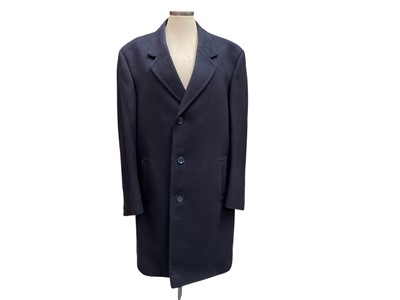 Lot 2555 - Men's good quality navy cashmere overcoat Made in Huddersfield