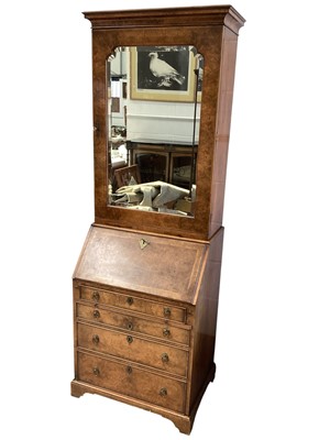 Lot 5345 - George III style walnut two height bureau by David Pure, 189cm tall x 66cm wide