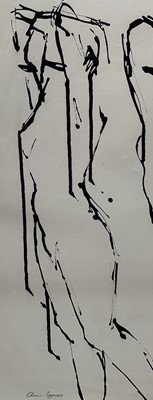 Lot 14 - Ann Symes (Contemporary) pen and ink, 'Angie', signed, artists label verso, 50cm x 30cm, with mount, unframed