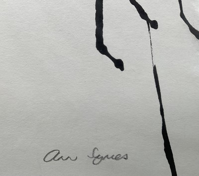 Lot 14 - Ann Symes (Contemporary) pen and ink, 'Angie', signed, artists label verso, 50cm x 30cm, with mount, unframed