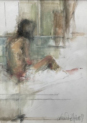 Lot 13 - Lucinda Stephens (Contemporary) watercolour, 'Ginny', signed and dated '07, artists label verso, 17cm x 12cm, glazed frame