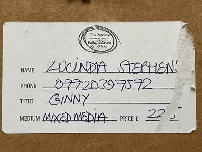 Lot 13 - Lucinda Stephens (Contemporary) watercolour, 'Ginny', signed and dated '07, artists label verso, 17cm x 12cm, glazed frame