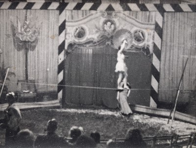 Lot 15 - Six vintage photographic prints of the Circus including a performing Elephant, framed together, each 7cm x 10cm, glazed frame (33cm x 49cm overall)