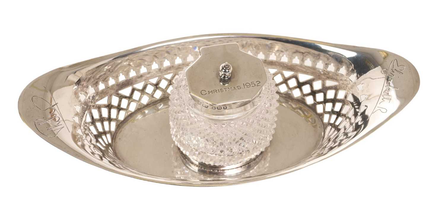 Lot 151 - H.M. Queen Elizabeth II and The Duke of Edinburgh, silver presentation ink well