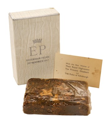 Lot The Wedding of H.R.H. The Princess Elizabeth to Lt. Philip Mountbatten RN 1947, piece of wedding cake