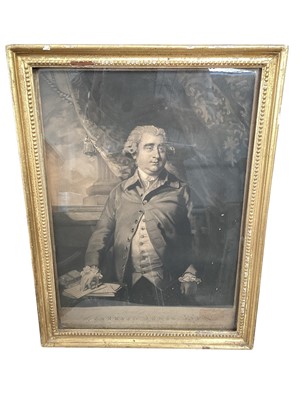 Lot 5219 - 18th century engraving of Charles James Fox after Joshua Reynolds, in gilt frame with beaded border, 51cm x 36cm