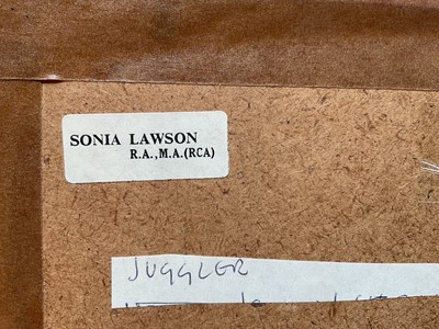Lot 17 - Sonia Lawson (1934-2023) ink on paper, Juggler, signed with initials, 25cm x 17cm, glazed gilt frame