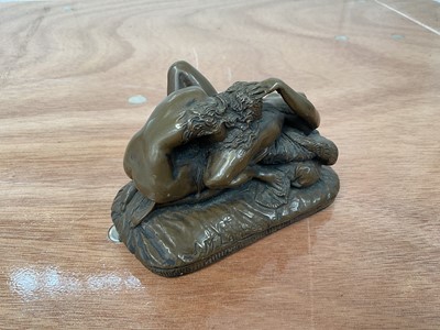 Lot 5082 - Bronze resin sculpture of an amorous couple, signed J.M. Lambeaux, 11.5cm wide