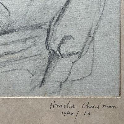 Lot 23 - Harold Cheesman (1914-1982) pencil drawing, portrait of a seated Soldier, inscribed 'To Ernie' (Ernest Jonathan Trowell), signed and dated 1940/ [and] 73, 17cm x 16cm, glazed frame