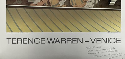 Lot 22 - Terence Warren (b. 1948) two posters titled 'Terence Warren -Venice' by Futura Gallery Stockholm, both dedicated 'To Ernie' (Ernest Jonathan Trowell...