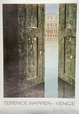 Lot 22 - Terence Warren (b. 1948) two posters titled 'Terence Warren -Venice' by Futura Gallery Stockholm, both dedicated 'To Ernie' (Ernest Jonathan Trowell...