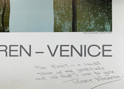 Lot 22 - Terence Warren (b. 1948) two posters titled 'Terence Warren -Venice' by Futura Gallery Stockholm, both dedicated 'To Ernie' (Ernest Jonathan Trowell...