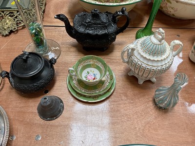 Lot 5085 - Group of ceramics and glass, including basalt teapot and sugar bowl, Victorian porcelain fluted sucrier, etc