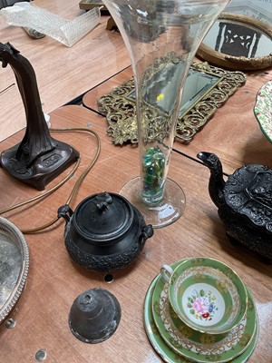 Lot 5085 - Group of ceramics and glass, including basalt teapot and sugar bowl, Victorian porcelain fluted sucrier, etc