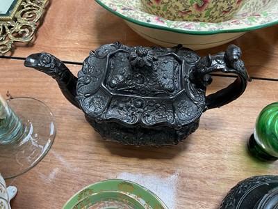 Lot 5085 - Group of ceramics and glass, including basalt teapot and sugar bowl, Victorian porcelain fluted sucrier, etc