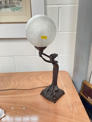 Lot 5120 - Art Nouveau style figural lamp, 50cm high