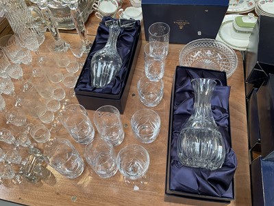 Lot 5094 - Good group of modern cut glass, including boxed Stuart Crystal glasses and decanters, Thomas Webb glassed, etc