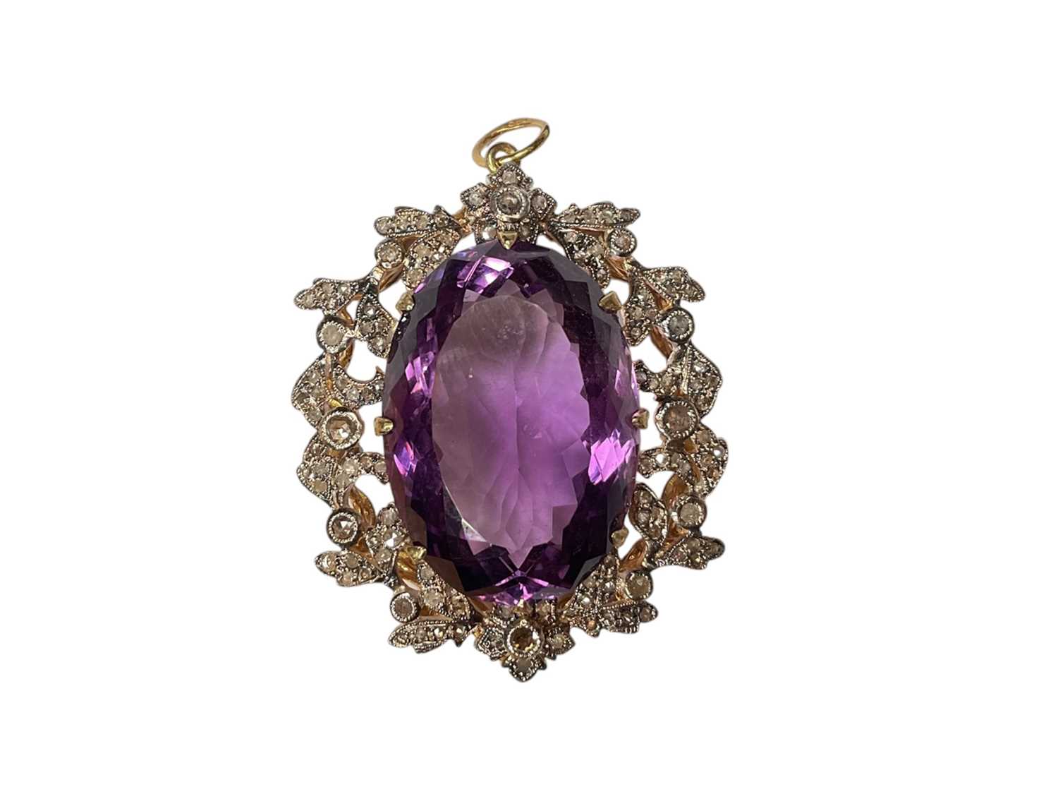 Lot 6 - Victorian style amethyst and diamond pendant