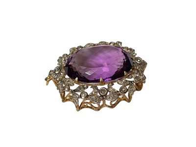 Lot 6 - Victorian style amethyst and diamond pendant