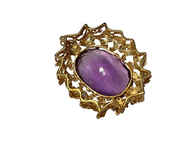 Lot 6 - Victorian style amethyst and diamond pendant