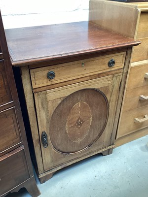 Lot 5358 - Edwardian inlaid mahogany side cabinet with single drawer above a cupboard below, on bracket feet