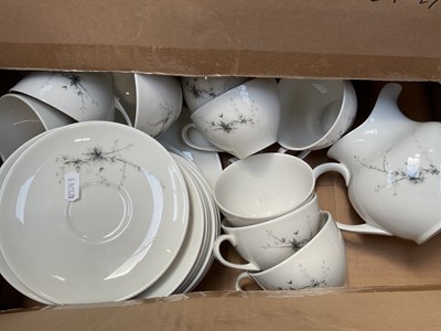 Lot 5145 - Royal Doulton 8 person tea set in the Greenbrier pattern, including milk and sugar