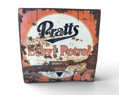 Lot 1 - Original 1920s / 30s Pratts Ethyl Petrol enamel advertising sign, 92cm x 91.5cm