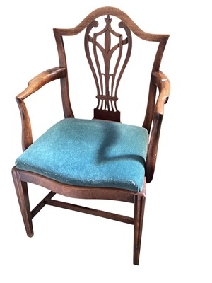 Lot 5330 - Victorian Elm elbow chair with upholstered seat, 96cm tall