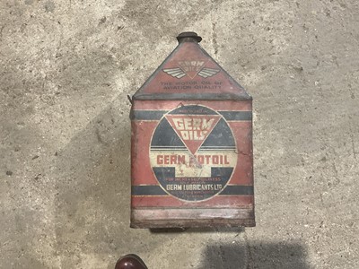 Lot 11 - Original 1930s Germ motoil "The Motor Oil of Aviation Quality" can, 47cm in overall height